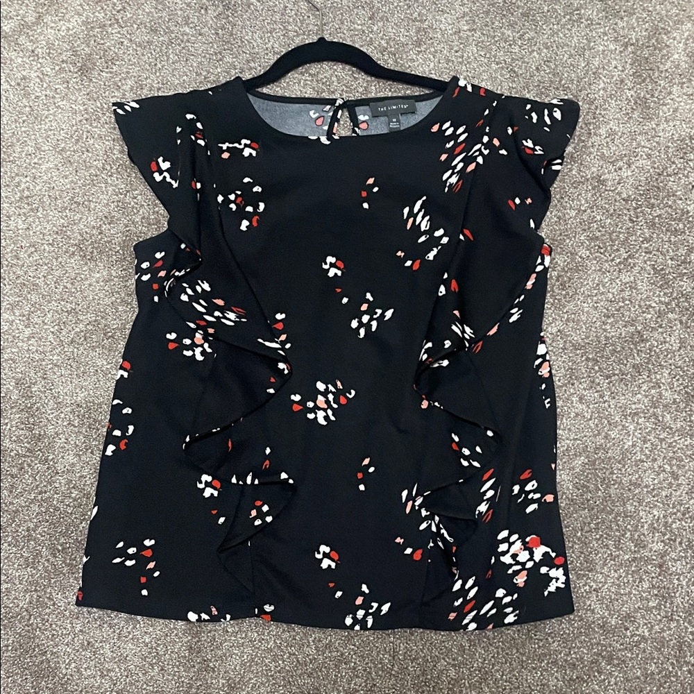 The Limited Black Blouse with Red and White Accents